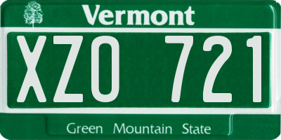 VT license plate XZO721