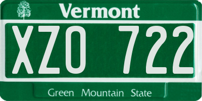 VT license plate XZO722
