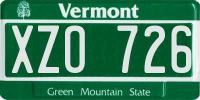 VT license plate XZO726