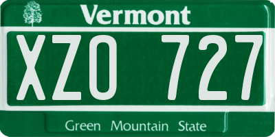 VT license plate XZO727