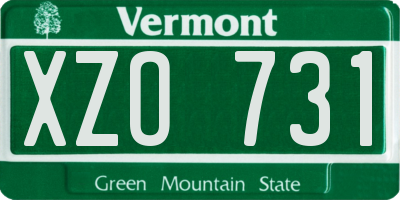 VT license plate XZO731