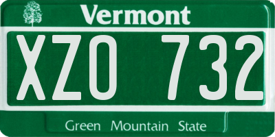 VT license plate XZO732