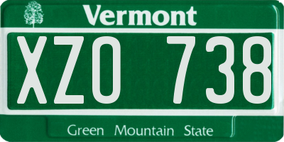 VT license plate XZO738