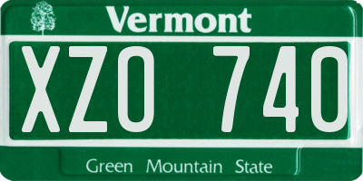 VT license plate XZO740
