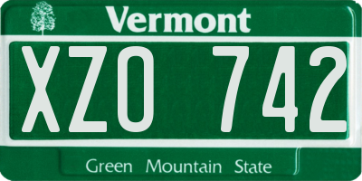 VT license plate XZO742
