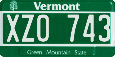 VT license plate XZO743
