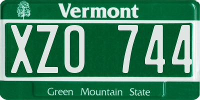 VT license plate XZO744