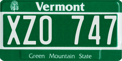 VT license plate XZO747