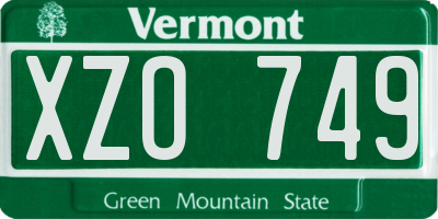 VT license plate XZO749