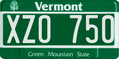 VT license plate XZO750