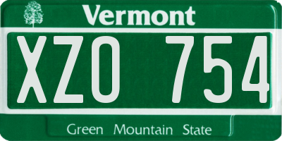 VT license plate XZO754