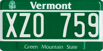 VT license plate XZO759