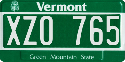 VT license plate XZO765