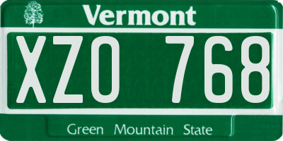 VT license plate XZO768