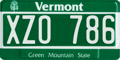 VT license plate XZO786