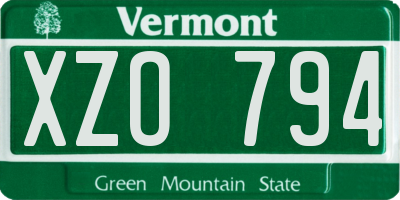 VT license plate XZO794