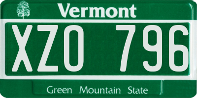 VT license plate XZO796