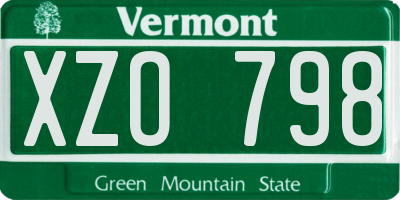 VT license plate XZO798