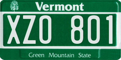 VT license plate XZO801