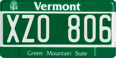 VT license plate XZO806