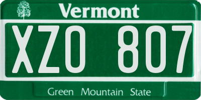 VT license plate XZO807