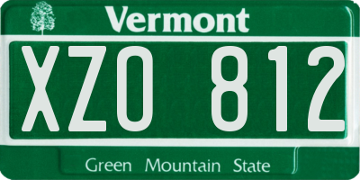 VT license plate XZO812