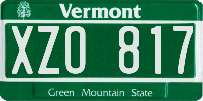 VT license plate XZO817
