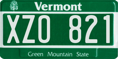 VT license plate XZO821