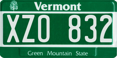 VT license plate XZO832