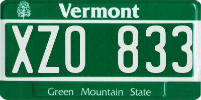 VT license plate XZO833
