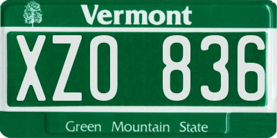 VT license plate XZO836