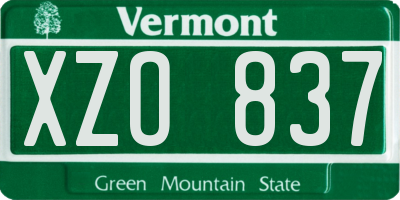 VT license plate XZO837