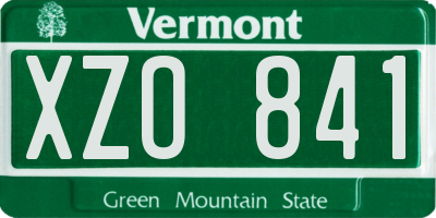 VT license plate XZO841