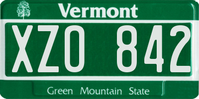 VT license plate XZO842