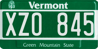 VT license plate XZO845