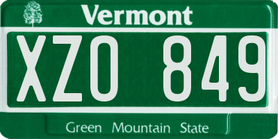 VT license plate XZO849