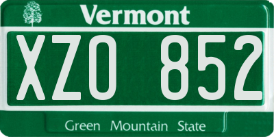 VT license plate XZO852