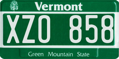 VT license plate XZO858
