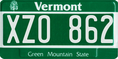 VT license plate XZO862