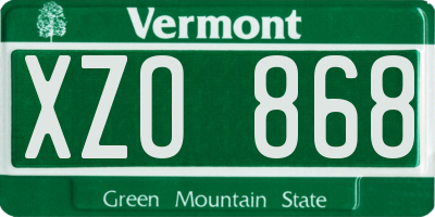 VT license plate XZO868