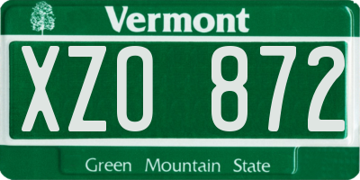 VT license plate XZO872