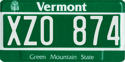 VT license plate XZO874