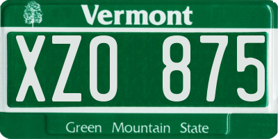 VT license plate XZO875