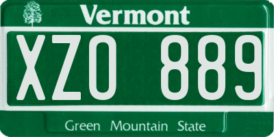 VT license plate XZO889