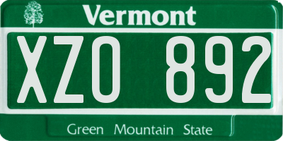VT license plate XZO892
