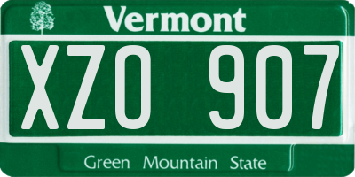 VT license plate XZO907