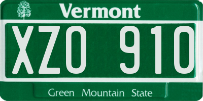 VT license plate XZO910