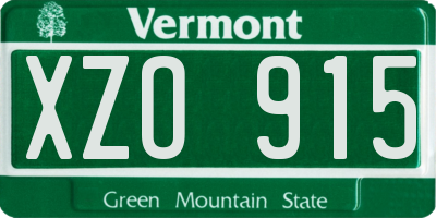 VT license plate XZO915