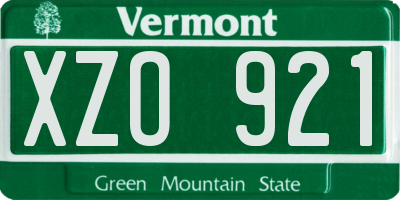 VT license plate XZO921