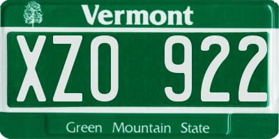 VT license plate XZO922
